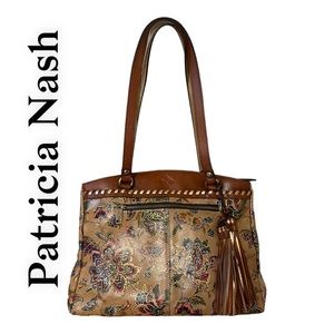 Patricia Nash Brown/Goldish Leather Handbag